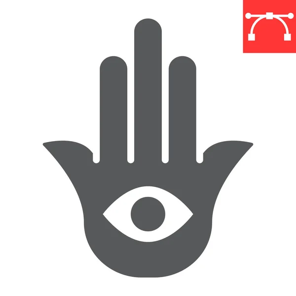 Hamsa glyph icon, rosh hashanah and hand eye, hamsa sign vector graphics, editable stroke solid icon, eps 10. — Stock Vector