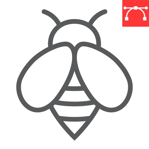 Bienenlinien-Symbol, Insekt und Honig, Bienenzeichen-Vektorgrafik, editierbares lineares Strichsymbol, Folge 10. — Stockvektor