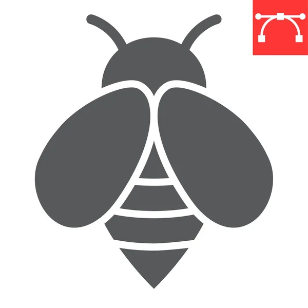 Bienenglyphensymbol, Insekt und Honig, Bienenzeichen-Vektorgrafik, editierbares Strich-Solid-Symbol, Folge 10. — Stockvektor