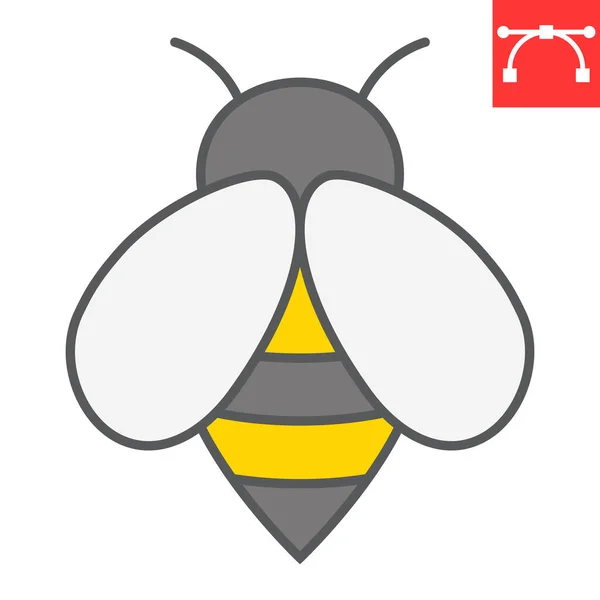 Icona della linea di colore delle api, insetto e miele, grafica vettoriale del segno delle api, icona del contorno riempito tratto modificabile, eps 10. — Vettoriale Stock