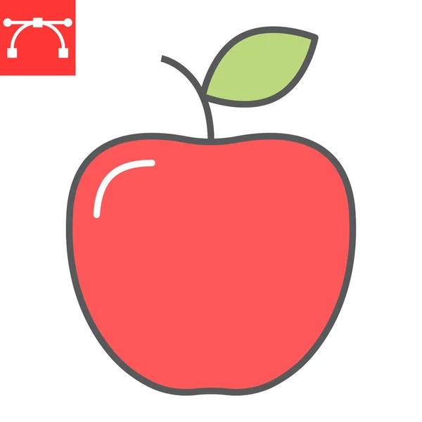 Icono de línea de color de Apple, fruta y salud, gráficos vectoriales de signo de manzana, icono de contorno lleno de trazo editable, eps 10. — Vector de stock