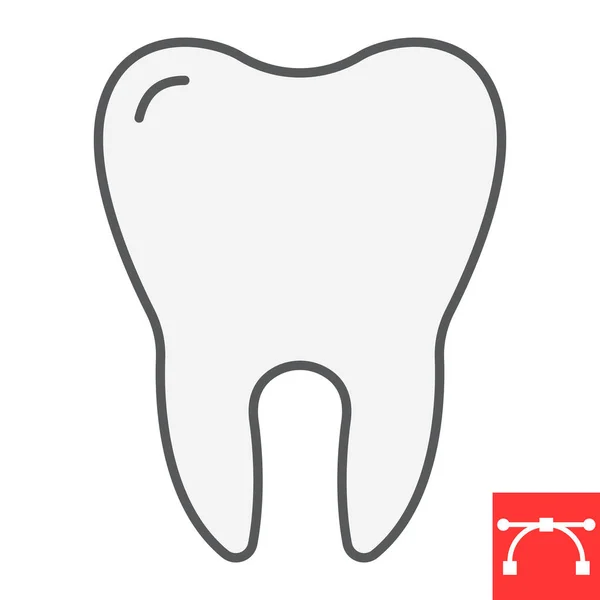 歯の色の線のアイコン、歯科と胃、歯のサインベクトルのグラフィックス、編集可能なストロークのフルアウトラインアイコン、ステップ10. — ストックベクタ