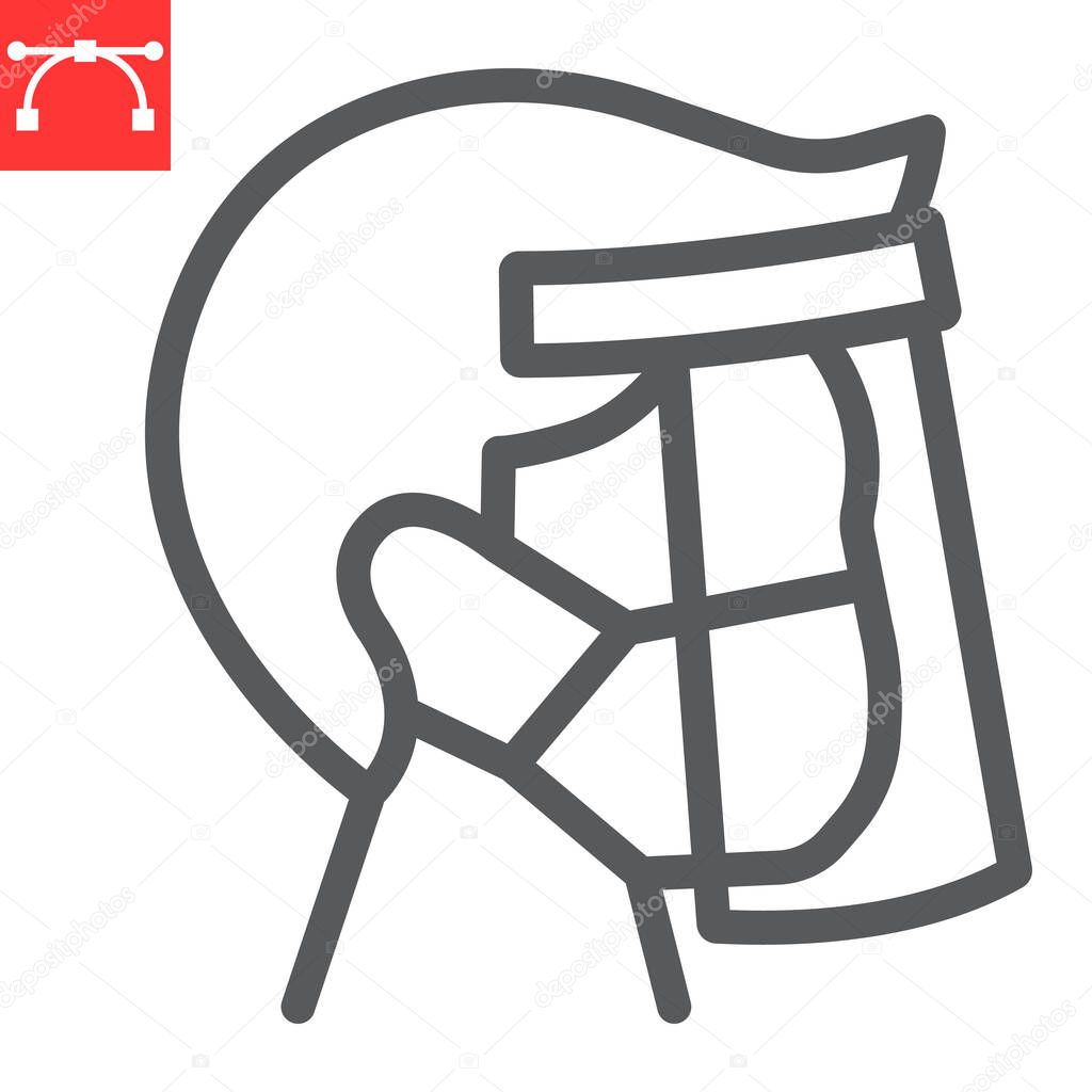 Face shield mask line icon, protection and covid-19, face mask sign vector graphics, editable stroke linear icon, eps 10.