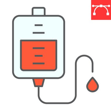 Kan nakli renk çizgisi simgesi, AIDS ve HIV, kan bağışı vektör grafikleri, düzenlenebilir felç çizgisi simgesi, 10 Pound.