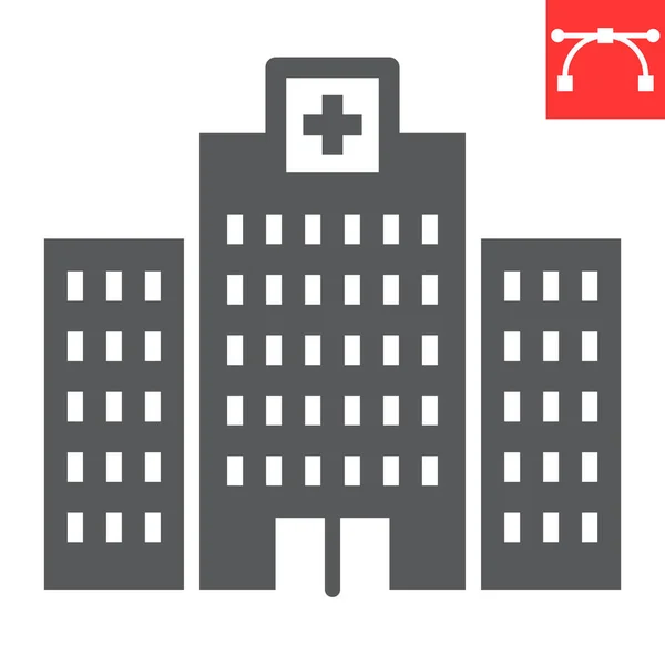 Sjukhusglyf ikon, AIDS och byggnad, AIDS center tecken vektor grafik, redigerbar stroke solid ikon, eps 10. — Stock vektor