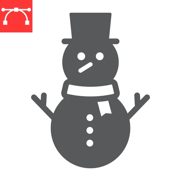 Icono de glifo muñeco de nieve, Feliz Navidad y Navidad, muñeco de nieve signos gráficos vectoriales, icono sólido carrera editable, eps 10. — Archivo Imágenes Vectoriales
