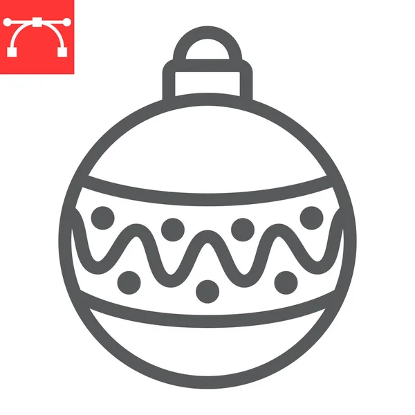 Χριστουγεννιάτικο δέντρο μπάλα γραμμή εικονίδιο, Καλά Χριστούγεννα και Χριστούγεννα, Χριστούγεννα σύμβολο στολίδι διανυσματικά γραφικά, επεξεργάσιμο εγκεφαλικό επεισόδιο γραμμικό εικονίδιο, eps 10. — Διανυσματικό Αρχείο