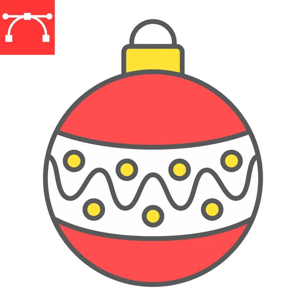 Icono de línea de color de bola de árbol de Navidad, Feliz Navidad y Navidad, Navidad bauble signos gráficos vectoriales, icono de contorno lleno de movimiento editable, eps 10. — Vector de stock