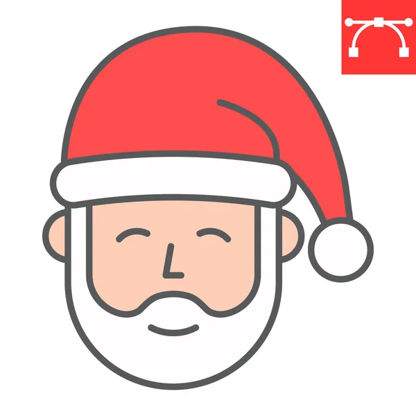Icône de ligne de couleur du Père Noël, joyeux Noël et Noël, graphiques vectoriels de signe de nouvelle année, icône de contour remplie de trait modifiable, eps 10. — Image vectorielle