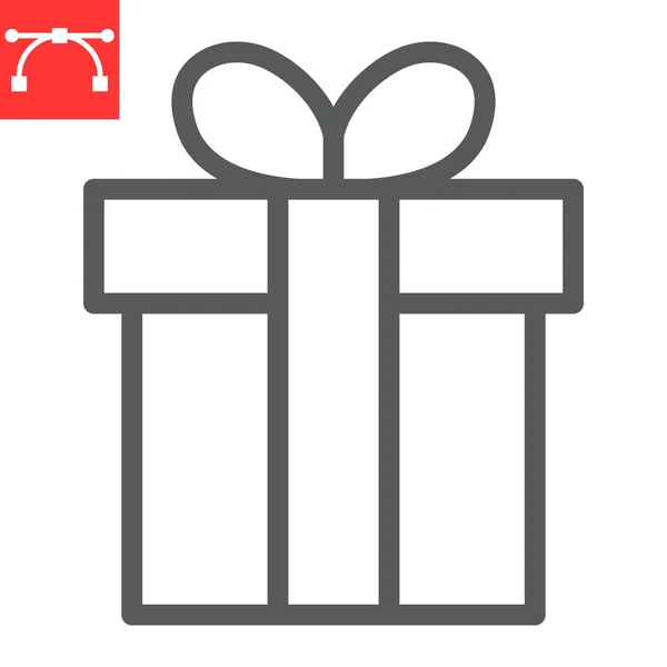 Значок "Подарочная линия", веселое Рождество и пакет, векторная графика, редактируемая линейная иконка, eps 10. — стоковый вектор