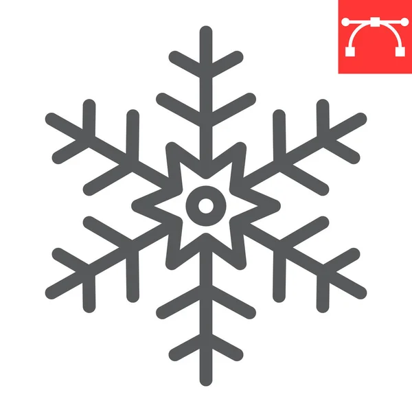 Hópehely vonal ikon, boldog karácsonyt és fagy, hójel vektor grafika, szerkeszthető stroke lineáris ikon, eps 10. — Stock Vector