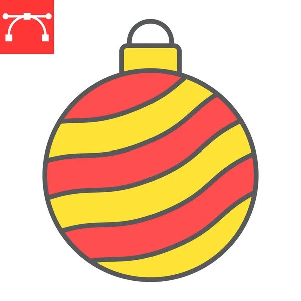 Christmas tree ball color line icon, merry christmas and xmas, christmas bauble sign vector graphics, editable stroke filled outline icon, eps 10. — Stock Vector