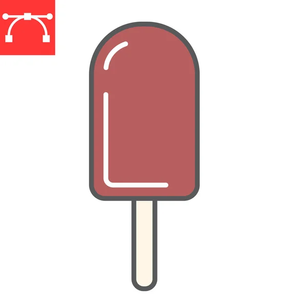 冰淇淋贴上彩色线图标，甜点和美味，巧克力贴上冰淇淋标志矢量图形，可编辑笔划填充轮廓图标，头像10. — 图库矢量图片
