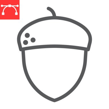 Asma kuyruğu ikonu, Şükran Günü ve meşe tohumu, meşe ağacı fındığı vektör grafikleri, düzenlenebilir çizgi ikonu,.