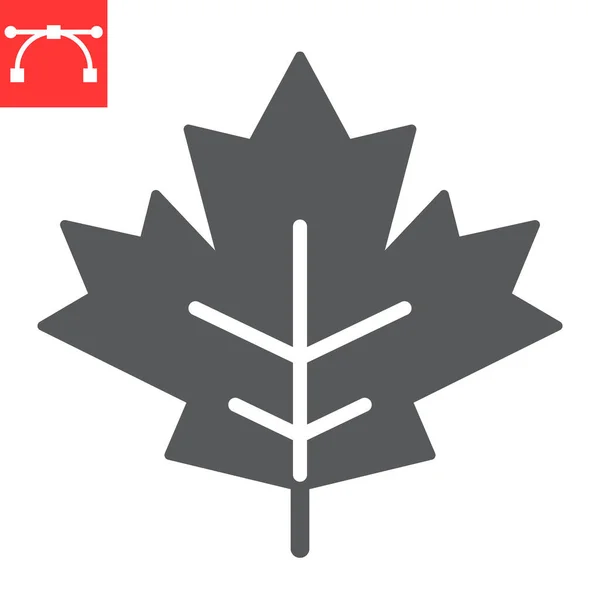 Maple blad glyph pictogram, dankzegging en natuur, blad teken vector graphics, bewerkbare slag solide pictogram, eps 10. — Stockvector