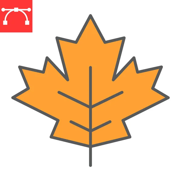 Maple blad kleur lijn pictogram, dankzegging en natuur, blad teken vector graphics, bewerkbare streep gevuld outline pictogram, eps 10. — Stockvector