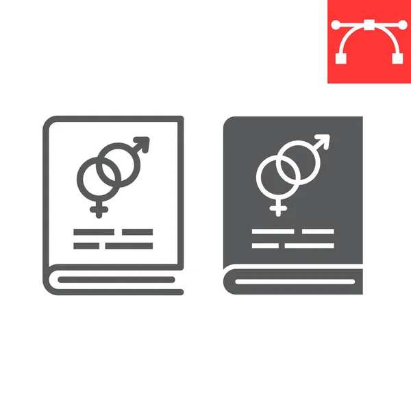 Ligne d'éducation sexuelle et icône de glyphe, VIH et sida, graphiques vectoriels de signes de genre, icône linéaire modifiable d'AVC, 10 eps. — Image vectorielle