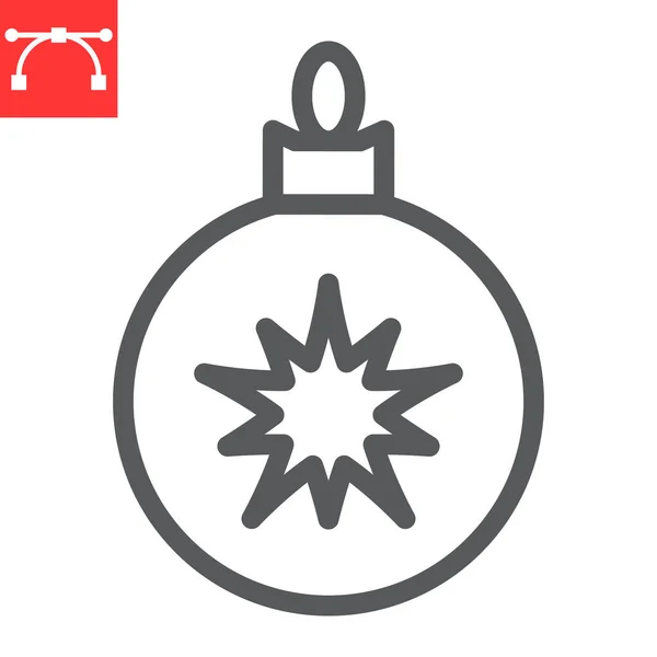 Icono de la línea de bola del árbol de Navidad, Feliz Navidad y Navidad, Navidad bauble signos gráficos vectoriales, icono lineal de carrera editable, eps 10. — Vector de stock