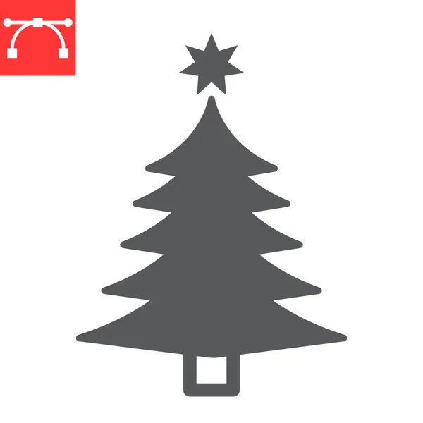 Знак символа елки, веселое Рождество и Рождество, векторная графика елки, редактируемый штрих твердая икона, EPS 10. — стоковый вектор