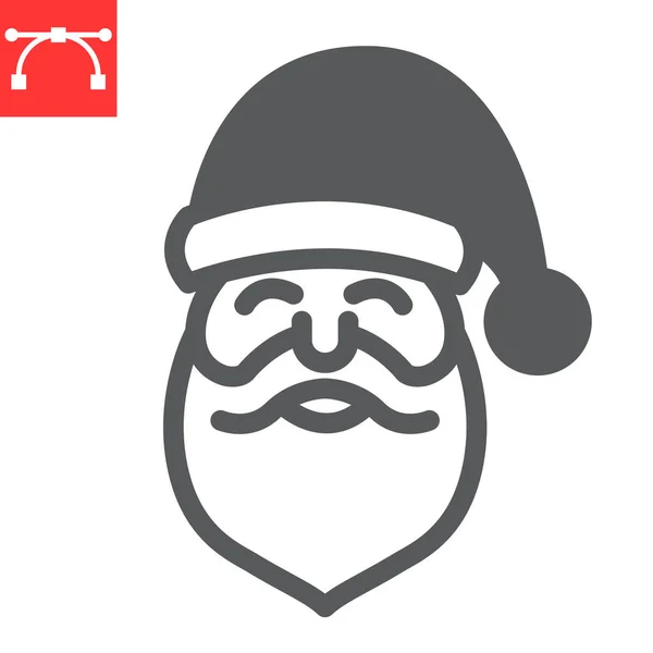 Santa Claus glyf ikon, God jul och jul, nytt år tecken vektor grafik, redigerbar stroke solid ikon, eps 10. — Stock vektor