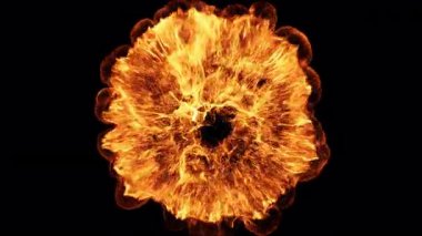 Çarpışan dinamik turuncu parçacıkların görsel olarak çarpıcı soyut bir temsili, katı siyah bir arkaplana karşı güzel bir enerji patlaması oluşturur, yoğunluk, hareket, enerji ve canlı ısı uyandırır..
