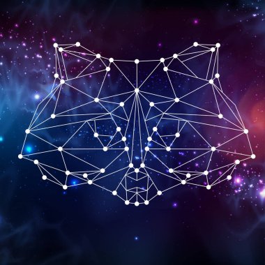 Çokgen tirangle hayvan rakun açık alan arka plan üzerinde soyut. Hipster hayvan illüstrasyon.