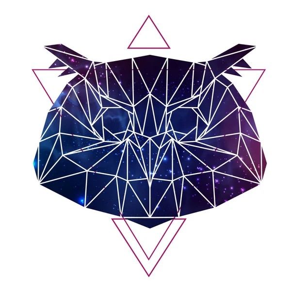 Abstraktní Polygonální Tirangle Zvířat Sova Pozadím Otevřený Prostor Ilustrace Zvířat — Stockový vektor