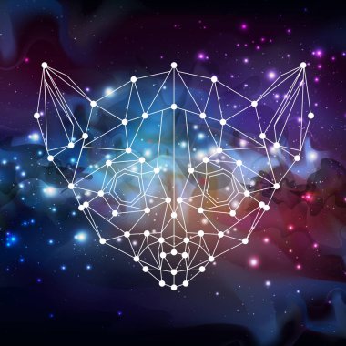 Açık alan arka plan üzerinde soyut poligonal tirangle hayvan lemur. Hipster hayvan illüstrasyon.