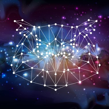 Soyut poligonal tirangle hayvan baykuş açık alan arka plan üzerinde. Hipster hayvan illüstrasyon.