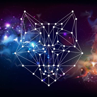 Açık alan arka plan üzerinde soyut poligonal tirangle hayvan tilki. Hipster hayvan illüstrasyon.