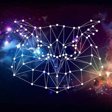 Soyut poligonal tirangle hayvan baykuş açık alan arka plan üzerinde. Hipster hayvan illüstrasyon.