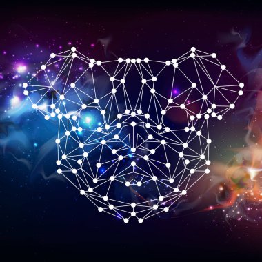 Açık alan arka plan poligonal tirangle hayvan pug köpek soyut. Hipster hayvan illüstrasyon.