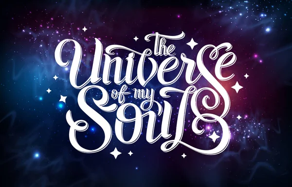 Letras Desenho Tipográfico Fundo Abstrato Espaço Aberto Starfield Universo Nebulosa —  Vetores de Stock