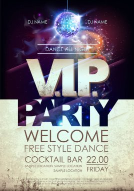 Disko topu arka plan. Disko V.I.P. parti poster açık alan arka plan üzerinde