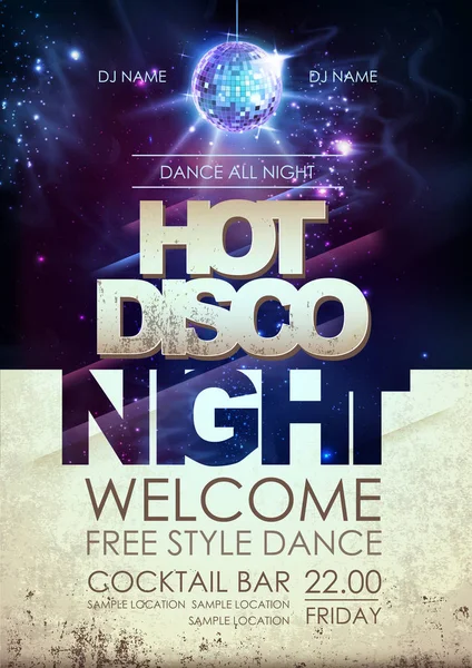 Tło Kulę Hot Disco Night Party Plakat Otwartej Przestrzeni Tła — Wektor stockowy