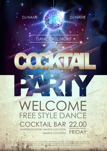 Discokugel Hintergrund Disco Cocktail Party Plakat Auf Offenem Raum Hintergrund — Stockvektor