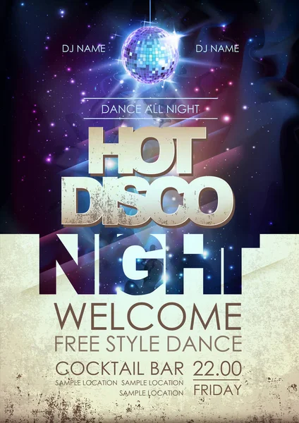 Tło Kulę Hot Disco Night Party Plakat Otwartej Przestrzeni Tła — Wektor stockowy