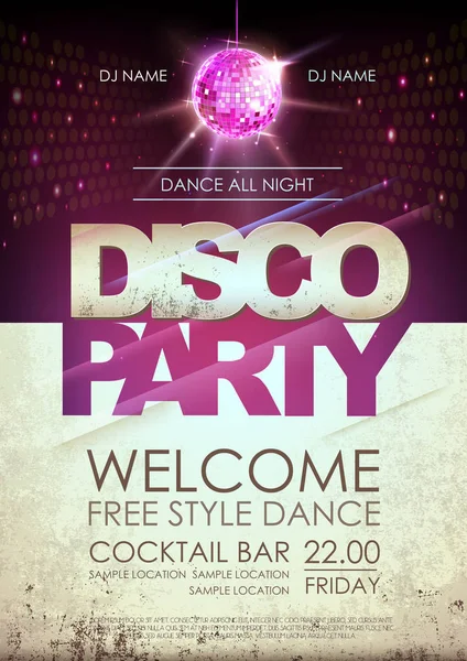 Disco Ball Background Disco Party Poster Open Space Background — Stock Vector