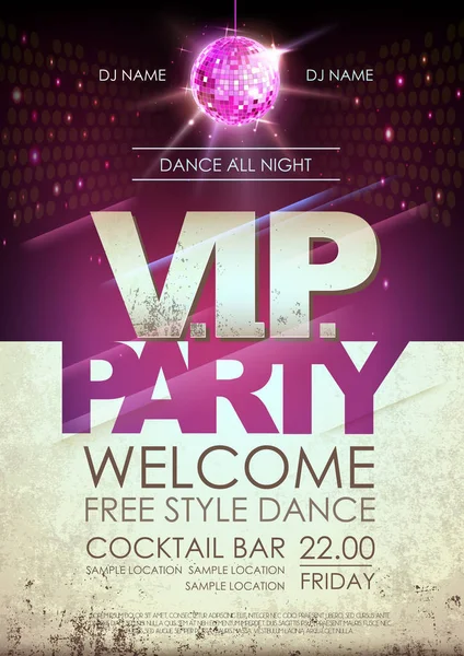 Disko topu arka plan. Disko V.I.P. parti poster açık alan arka plan üzerinde