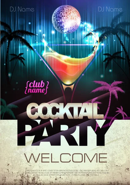 Disco Background Cocktail Party Poster — Stock Vector
