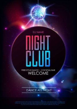 Disko topu arka plan. Açık alan arka plan üzerine disko parti poster. Gece kulübü