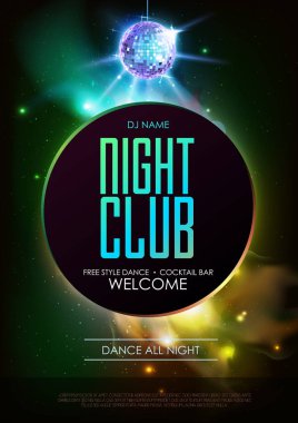 Disko topu arka plan. Açık alan arka plan üzerine disko parti poster. Gece kulübü