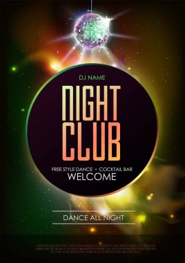 Disko topu arka plan. Açık alan arka plan üzerine disko parti poster. Gece kulübü