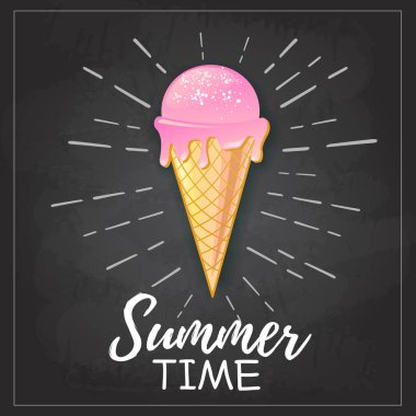 Tipografi afiş tasarımı çizim tebeşir. Yazı poster yaz saati