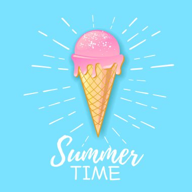 Mavi tipografi afiş tasarımı. Yazı poster yaz saati