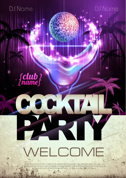 Disco Hintergrund Cocktailparty Plakat — Stockvektor