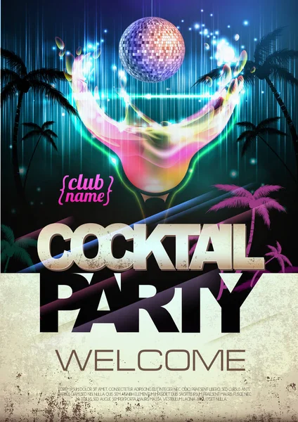 Fond Disco Cocktail Affiche Fête — Image vectorielle