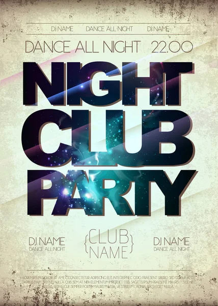Disco Nachtclub Plakat Auf Offenem Raum Hintergrund — Stockvektor