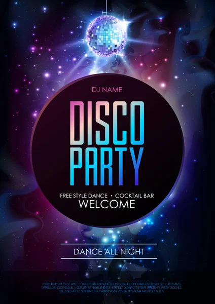 Disco Bal Achtergrond Disco Party Poster Achtergrond Van Open Ruimte — Stockvector
