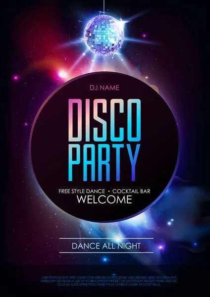 Tło Kulę Disco Party Plakat Otwartej Przestrzeni Tła — Wektor stockowy